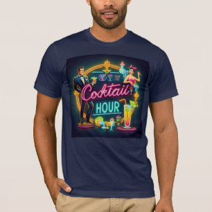 Neon Sign Cocktail Hour Couple aus dem Mittelalter T-Shirt