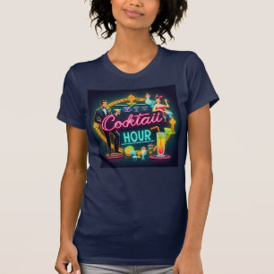 Neon Sign Cocktail Hour Couple aus dem Mittelalter T-Shirt