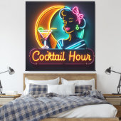 Neon Sign Cocktail Hour Woman Mitte des Jahrhunder Leinwanddruck (Insitu (Schlafzimmer))