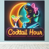 Neon Sign Cocktail Hour Woman Mitte des Jahrhunder Leinwanddruck (Insitu (Holzboden))