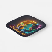 Neon Sign Cocktail Hour Woman Mitte des Jahrhunder Pappteller (Gewinkelt)