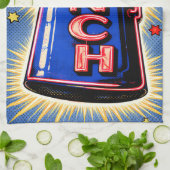 Neon Sign, Coffee Pot, Lunch, POP Art Style Geschirrtuch (Gefaltet)