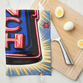 Neon Sign, Coffee Pot, Lunch, POP Art Style Geschirrtuch (Viertel Falte)