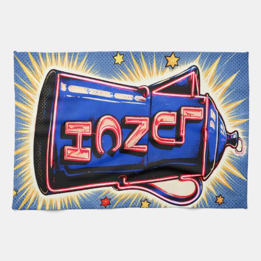 Neon Sign, Coffee Pot, Lunch, POP Art Style Geschirrtuch (Horizontal)