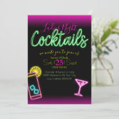 Neon Sign Ladys Night Cocktail Party Einladung (Stehend Vorderseite)