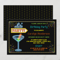 Neon Sign "Let's Party" Coctail Geburtstagsparty
