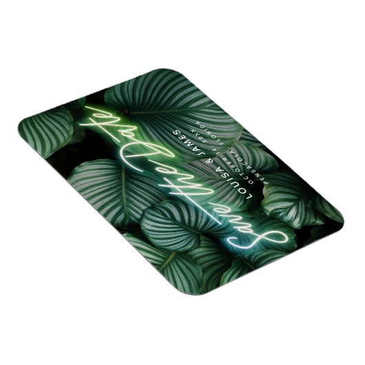Neon Sign Modern Tropical Save the Date Magnet (Rechte Seite)
