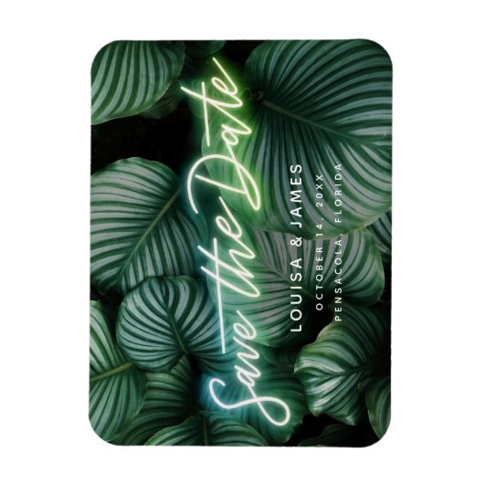 Neon Sign Modern Tropical Save the Date Magnet (Vertikal)