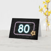 Neon Sign On Brick 80. Geburtstag Karte (Gelbe Blume)