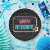 Neon Sign on Brick Wall Paper Plate Pappteller (Party)