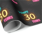Neon Sign on Brick zum 30. Geburtstag Geschenkpapier (Rolleneckpunkt)