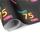 Neon Sign on Brick zum 75. Geburtstag Geschenkpapier (Rolleneckpunkt)