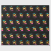 Neon Sign on Brick zum 90. Geburtstag Geschenkpapier (Flach)