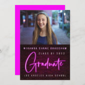 Neon Sign Pink Graduate Foto Ankündigung (Vorne/Hinten)