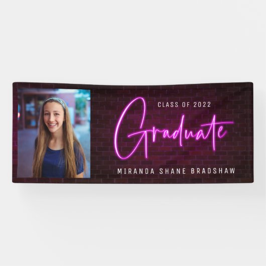 Neon Sign Pink Graduate Foto Banner (Horizontal)