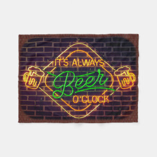 Neon Sign Print BEER Mancave Fleece Blanket
