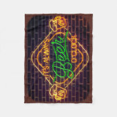 Neon Sign Print BEER Mancave Fleece Blanket (Vorderseite)