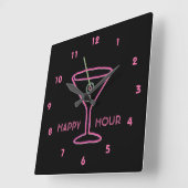 Neon Sign Retro Martini Customizable Wall Clock Quadratische Wanduhr (Winkel)
