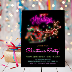 Neon Sign Santa Sleigh Rentier Weihnachts-Party Einladung