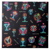 Neon Sign Space Age AtomMartini Cocktails Print Fliese (Vorderseite)