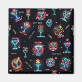 Neon Sign Space Age AtomMartini Cocktails Print Magnet (Vorne)