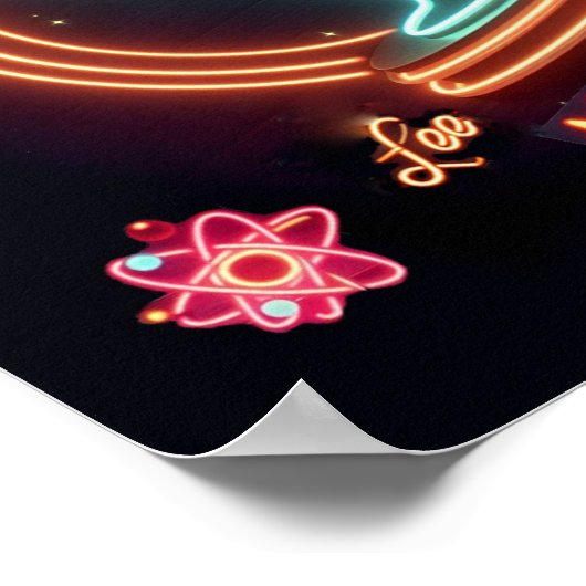 Neon Sign Space Age AtomMartini Cocktails Print Poster (Ecke)
