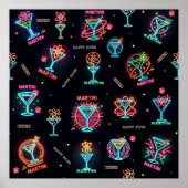 Neon Sign Space Age AtomMartini Cocktails Print Poster (Vorne)