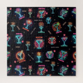 Neon Sign Space Age AtomMartini Cocktails Print Puzzle (Vertikal)