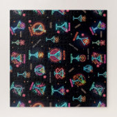 Neon Sign Space Age AtomMartini Cocktails Print Puzzle (Horizontal)