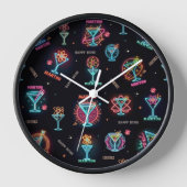 Neon Sign Space Age AtomMartini Cocktails Print Uhr (Vorderseite)
