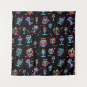 Neon Sign Space Age AtomMartini Cocktails Print Wandteppich (Vorderseite)