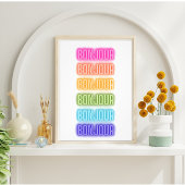 Neon Sign Style Bonjour Wiederholung Regenbogen Dr Fotodruck