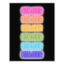 Neon Sign Style Bonjour Wiederholung Regenbogen Dr Fotodruck