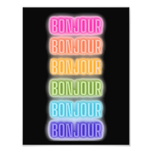 Neon Sign Style Bonjour Wiederholung Regenbogen Dr Fotodruck