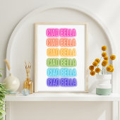 Neon Sign Style Ciao Bella Wiederholung Regenbogen Fotodruck