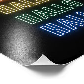 Neon Sign Style Hallo Repeating Rainbow Print Fotodruck (Ecke)