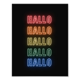 Neon Sign Style Hallo Repeating Rainbow Print Fotodruck