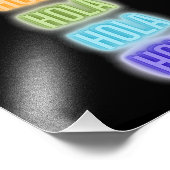 Neon Sign Style Hola Wiederholung Regenbogen Druck (Ecke)