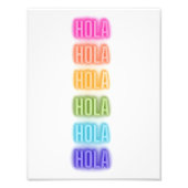 Neon Sign Style Hola Wiederholung Regenbogen Druck (Vorne)