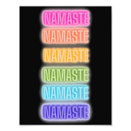 Neon Sign Style Namaste Wiederholung Regenbogen Pr Fotodruck