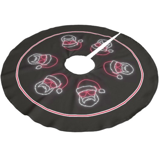 Neon Sign Style Santa in Sonnenbrille Polyester Weihnachtsbaumdecke (Schrägansicht)