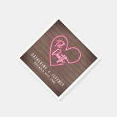 Neon Sign Til Death Heart Wood Wedding Serviette (Ecke)
