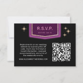 Neon Sign Vegas Wedding QR Code Online UAWG RSVP Karte (Vorderseite)