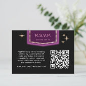 Neon Sign Vegas Wedding QR Code Online UAWG RSVP Karte (Stehend Vorderseite)