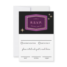 Neon Sign Vegas Wedding RSVP mit Essensauswahl