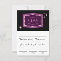 Neon Sign Vegas Wedding RSVP mit Essensauswahl
