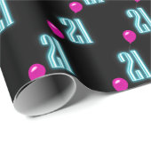 Neon Sign zum 21. Geburtstag mit Ballon Geschenkpapier (Rolleneckpunkt)
