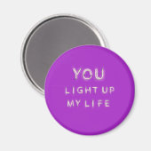 Neon signieren Sie beleuchten mein Leben - lila Magnet (Vorderseite/Rückseite)
