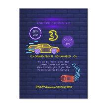 Neon signiert Racing Car thematied Boy 3. Geburtst