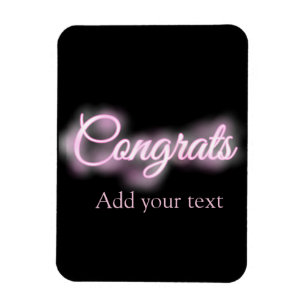Neon signiert rosa Glückwunsch fügen Textretro 90e Magnet